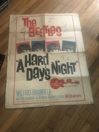 Vintage 60 ' s Beatles movie poster A Hard Day ' s Night. 3
