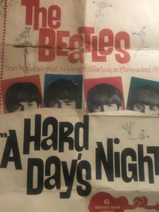 Vintage 60 ' s Beatles movie poster A Hard Day ' s Night. 4