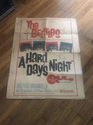 Vintage 60 ' s Beatles movie poster A Hard Day ' s Night. 5