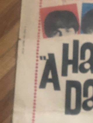 Vintage 60 ' s Beatles movie poster A Hard Day ' s Night. 9