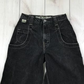 Vintage 90 ' s JNCO Big Rig 31W 34L Black Black Jeans Wide Bottom 2
