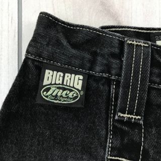 Vintage 90 ' s JNCO Big Rig 31W 34L Black Black Jeans Wide Bottom 4