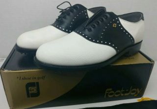 Vintage Footjoy Classics Mens Golf Shoes 51797 White / Black Size 10d