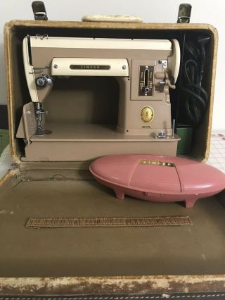 Vintage Singer 301A Sewing Machine,  Case,  Accessories,  And buttonholer,  LBOW 7