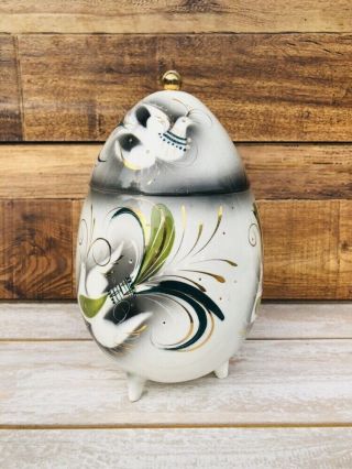 SASCHA BRASTOFF Vintage Cookie Jar Pottery Mid Century Modern Jewel Birds RARE 4