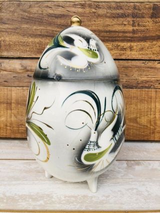 SASCHA BRASTOFF Vintage Cookie Jar Pottery Mid Century Modern Jewel Birds RARE 7