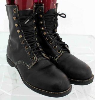 Sears Vintage Black Leather Steel Toe Biker Boots Men Us 12 D - Made In Usa