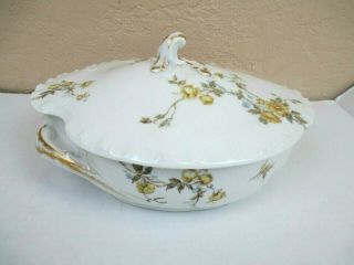 Vintage Haviland & Co.  Limoges 2828 Oval Covered Vegetable Bowl - Yellow Roses