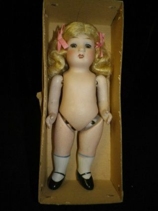 5 1/2 " Antique German All Bisque Jointed Candy Store Doll