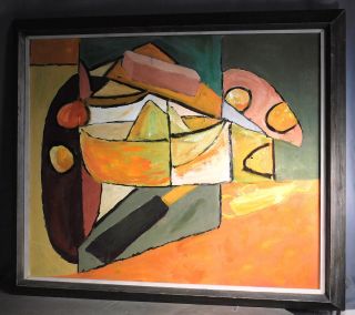 Vintage Modern Mid Century Cubist Abstract Painting Lee Levitt Asheville Nc 60 