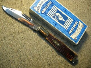 W.  R.  Case & Sons Classic 61050 Folding Hunter Knife Gen.  Brown Bone Rare 1 Of 4