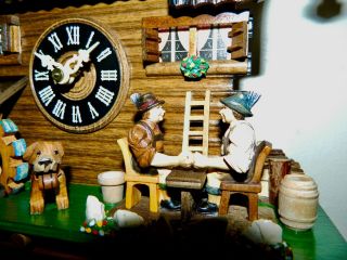 Vintage Full Animated Hand Painted Musical Black Forest Cuckoo Clock 2