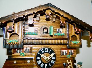 Vintage Full Animated Hand Painted Musical Black Forest Cuckoo Clock 4