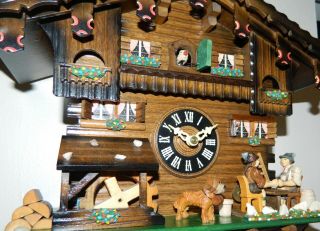 Vintage Full Animated Hand Painted Musical Black Forest Cuckoo Clock 5