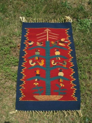 Vintage Navajo Wool Rug Saddle Blanket Native American Birds,  Tree,  Arrow