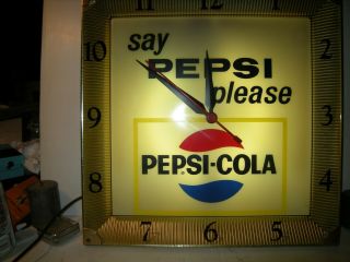 Vintage Pepsi - Cola Advertisinng Clock " Say Pepsi Please " Great