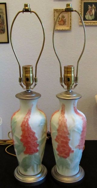 Pair Vintage Phoenix Consolidated Foxglove Lamps Exc