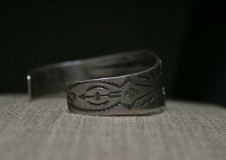 Vintage Harvey Era Navajo Coin Silver Cuff Bracelet 5