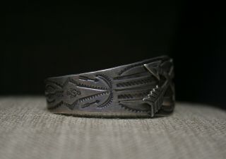 Vintage Harvey Era Navajo Coin Silver Cuff Bracelet 6