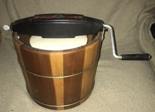 Vintage Dixie Belle 5 Quart Wooden Crank Ice Cream Maker In