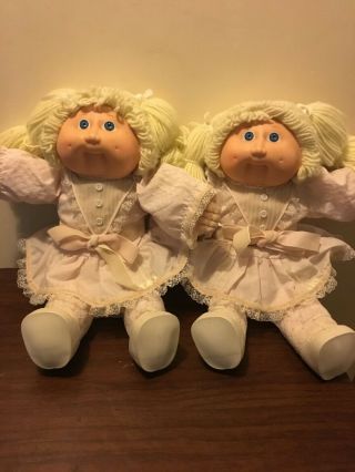 Vintage Cabbage Patch Doll Twins 1985 Coleco P Factory Blonde Hair Blue Eyes