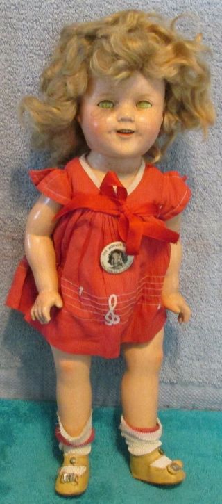 Antique 18 " Ideal Shirley Temple All Composition Doll Needs Tlc Tagged Dress See