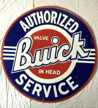 Vintage Porcelain Buick Authorized Service 42” Double Sided Enamel Sign.