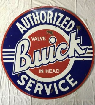 Vintage Porcelain Buick Authorized Service 42” Double Sided Enamel Sign. 7