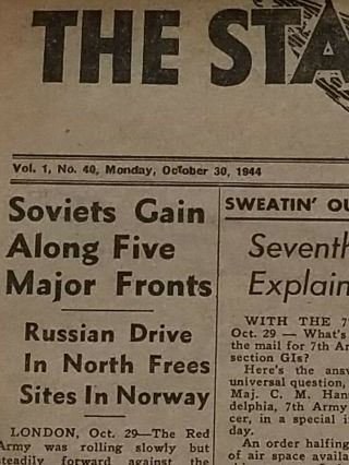 WWII Stars And Stripes Newspaper Dated October 30,  1944 Yanks Liberate Samar 2