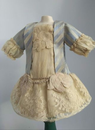 Gorgeous antique doll dress,  silk,  German or French antique doll 2