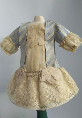 Gorgeous antique doll dress,  silk,  German or French antique doll 4