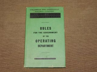 Vintage 1949 Columbus & Greenville Railway Co Rules Of Operating Dept Train Book