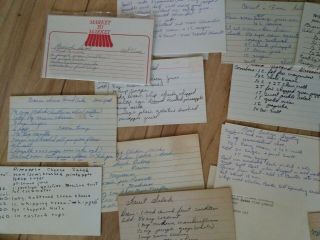 Vintage Recipe Box Assorted Clippings Typed and Handwritten in Weis Steel Box 2
