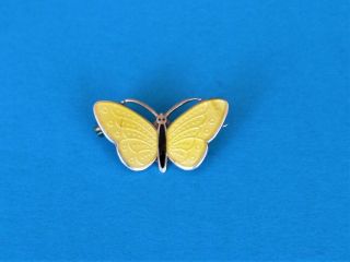 Vintage Aksel Holmsen Small Enamel Butterfly Brooch Sterling Silver Norway