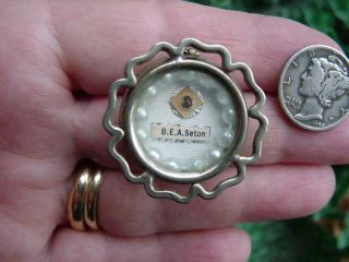Vintage Theca Relic - B.  E.  A.  Seton - Catholic Reliquary Pendant Medal