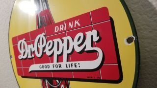 VINTAGE DR PEPPER PORCELAIN GAS BEVERAGE SODA COCA COLA DRINK GLASS BOTTLES SIGN 3