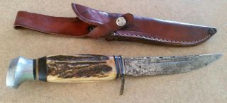 Vintage Olsen Knife Co.  Solingen Germany 2700 Hunting Stag Knife W/sheath