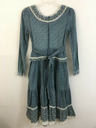 Vtg Gunne Sax Prairie Dress 11 Lace Up Corset Peplum Hippie Peasant Renaissance 2