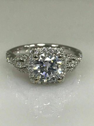 2 Ct Brilliant Round Moissanite Halo Vintage Engagement Ring 10K White Gold Over 5