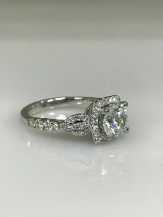 2 Ct Brilliant Round Moissanite Halo Vintage Engagement Ring 10K White Gold Over 6