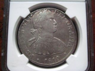 MEXICO 1810 MO TH 8 REALES VERY RARE (TH) ASSAYER NGC XF 40 KEY DATE 2