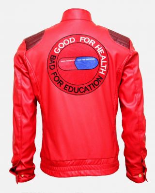 Akira Kaneda Real Leather Jacket Men Slim Fit Red Black Fashion Biker Jacket