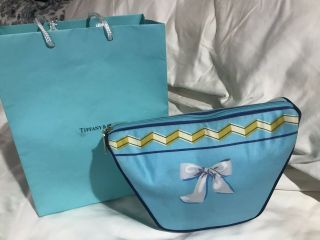 Tiffany & Co.  Rare Vintage Blue Cosmetic Bag With Bow