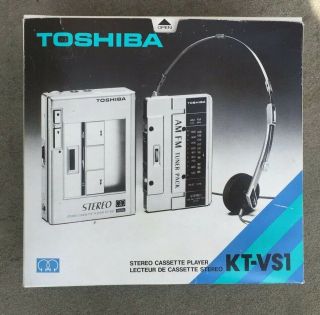 Vintage Nib Nos Toshiba Kt - Vs1 Am/fm Stereo Cassette Player Japan 1980’s Rare