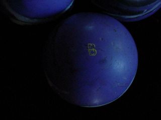 (3) Vintage ABC Comet? duckpin bowling balls purple black white swirl 3.  5 pound 4