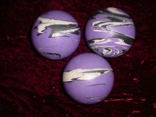 (3) Vintage ABC Comet? duckpin bowling balls purple black white swirl 3.  5 pound 5