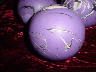 (3) Vintage ABC Comet? duckpin bowling balls purple black white swirl 3.  5 pound 6