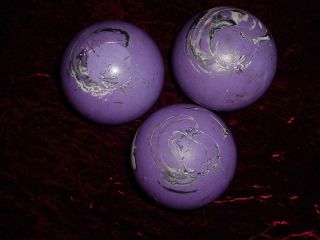 (3) Vintage ABC Comet? duckpin bowling balls purple black white swirl 3.  5 pound 8