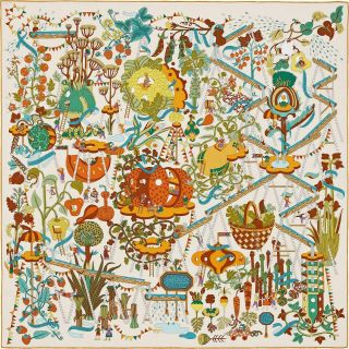 Rare Nwt Hermes Carre Silk Scarf 90cm " Le Potager Extraordinai " By Pierre Marie