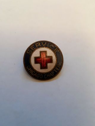 Vintage Ww2 Era Arc American Red Cross Service Chicago Chapter Pin
